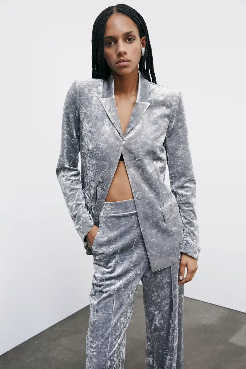 Blazer "ESSENTIAL" in velluto Grigio