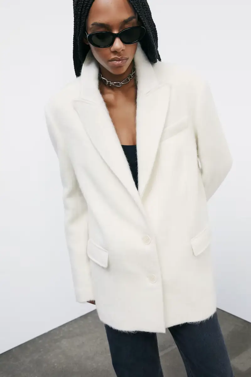 Blazer morbido in misto lana Bianco