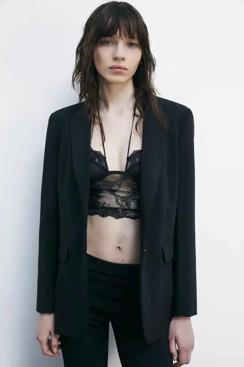 Blazer over sartoriale in crêpe Nero