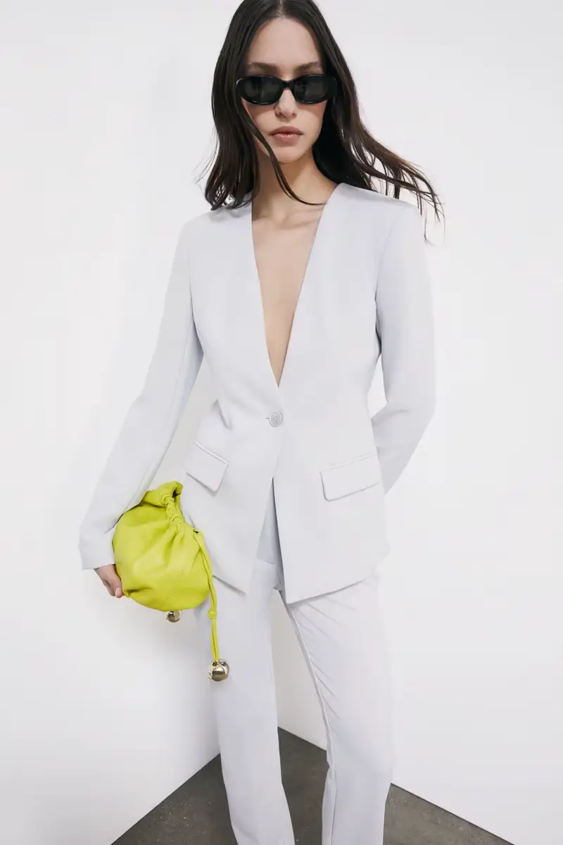 Blazer sartoriale con scollo a V Grigio