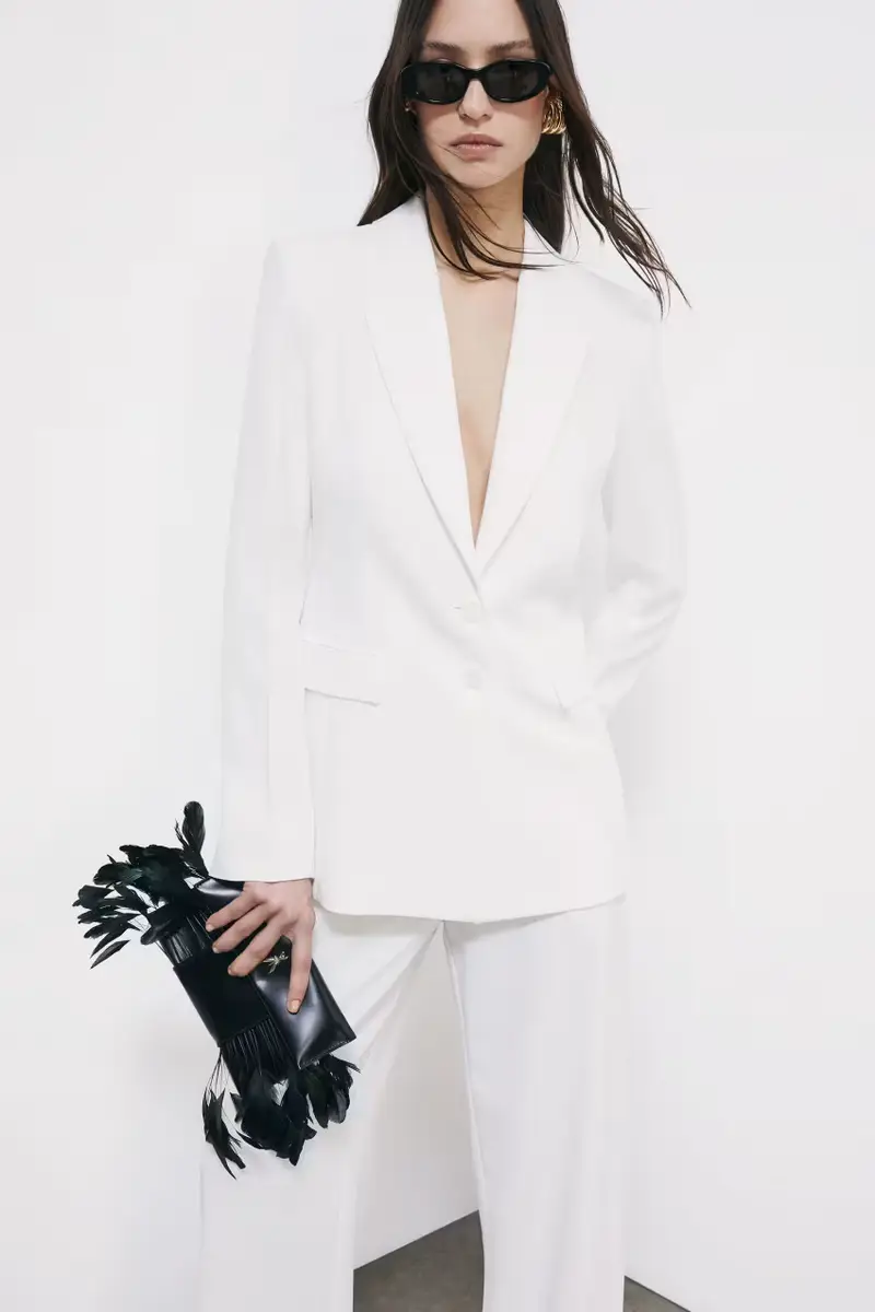 Blazer slim in crêpe Bianco