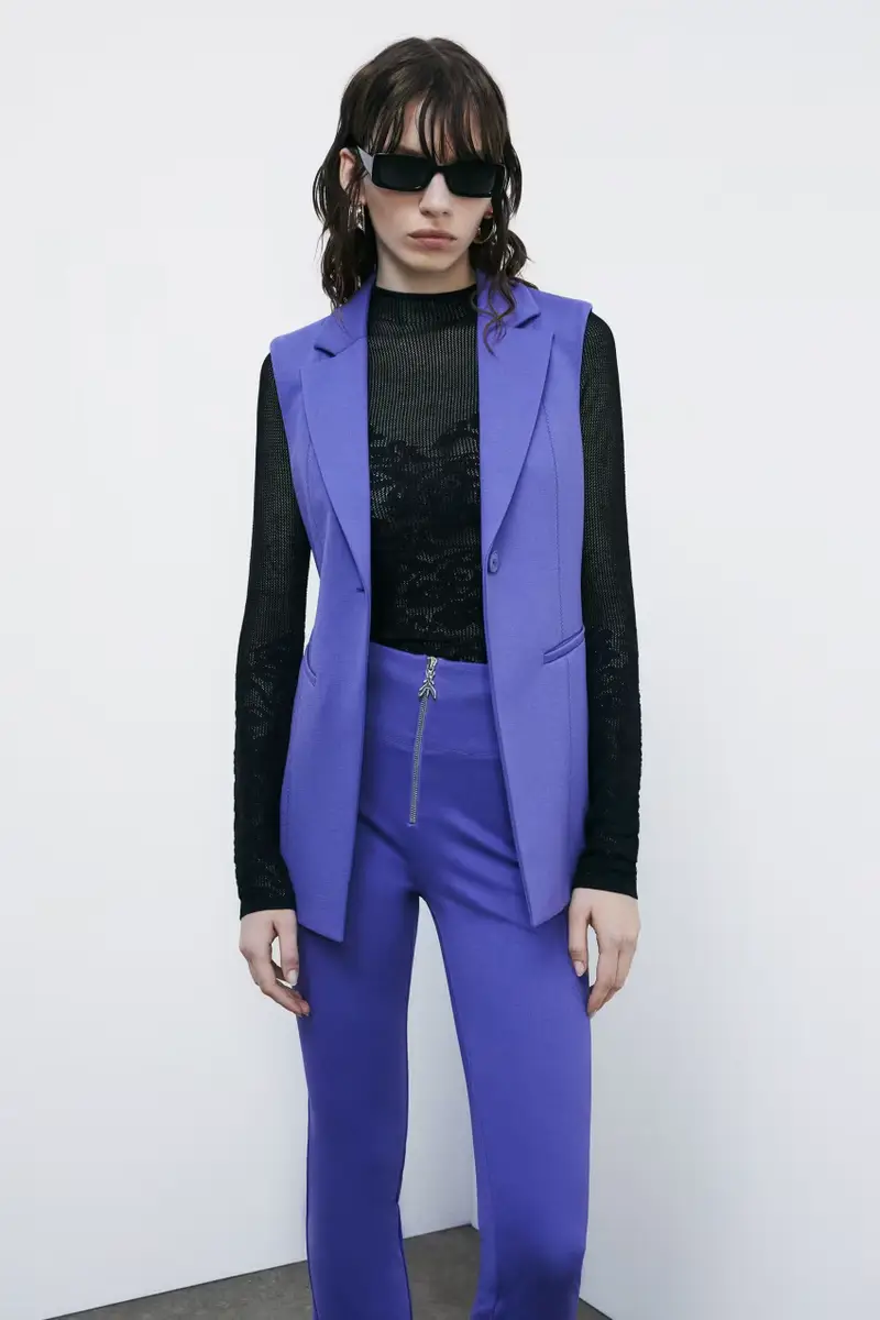 Blazer smanicato stretch Viola
