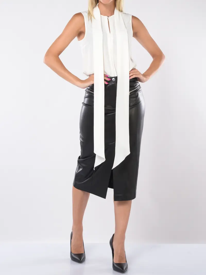 blusa da donna Patrizia Pepe senza maniche con fusciacca Bianco miniatura 2