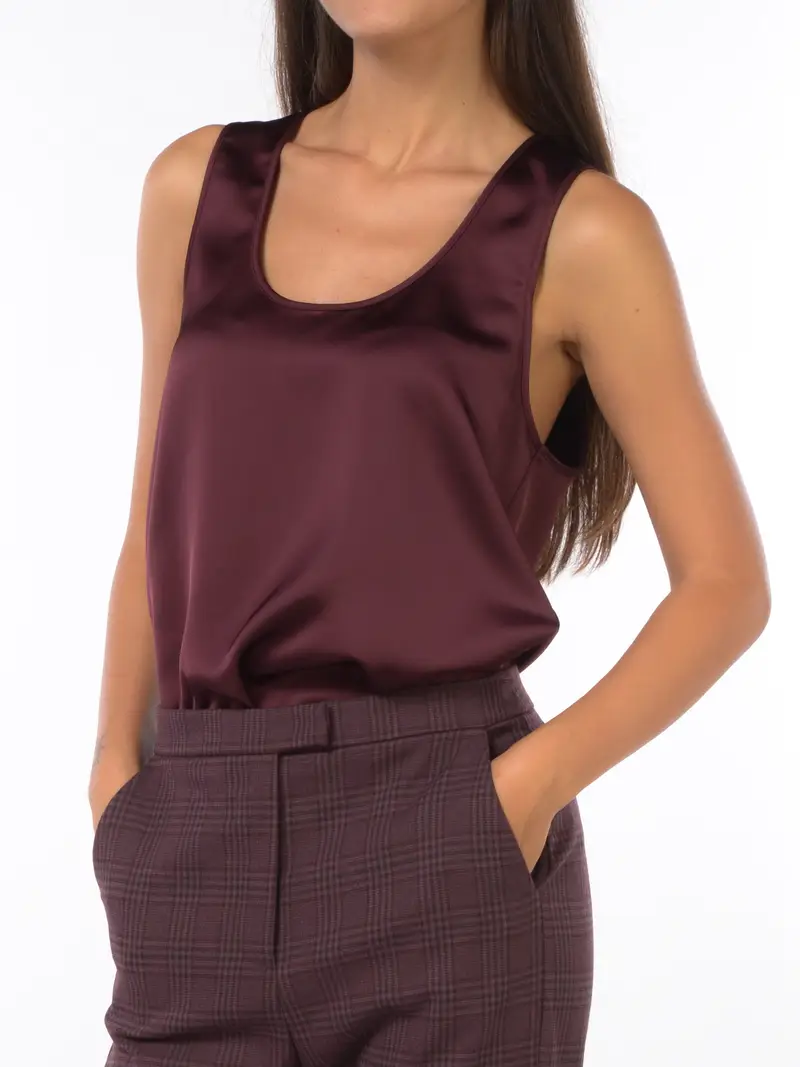 blusa da donna Patrizia Pepe senza maniche in raso Rosso