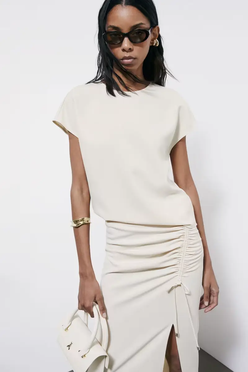 Blusa fluida smanicata Bianco