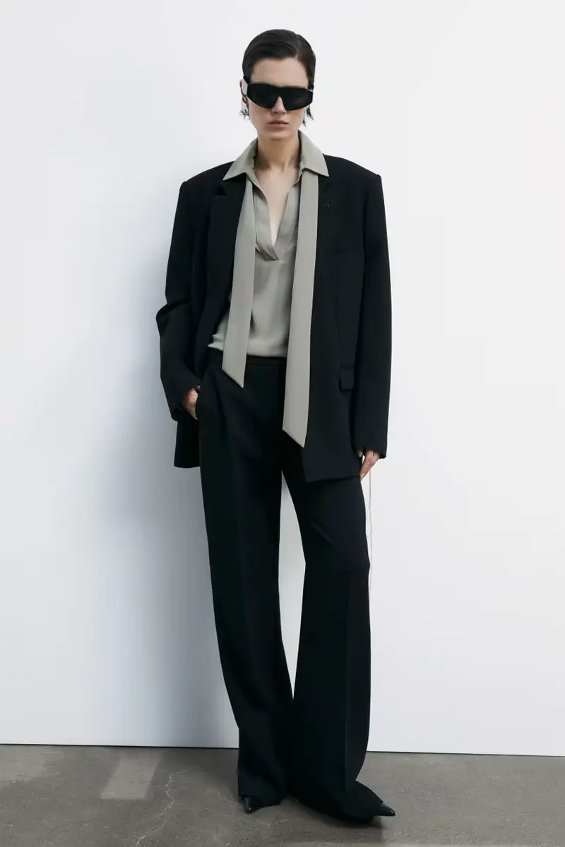 Blusa in viscosa con fusciacca removibile Beige