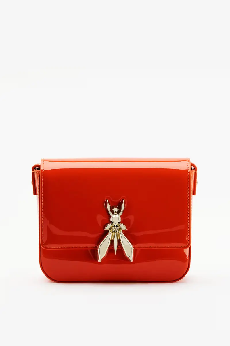 Borsa a spalla Essential Fly in pelle glossy Arancione