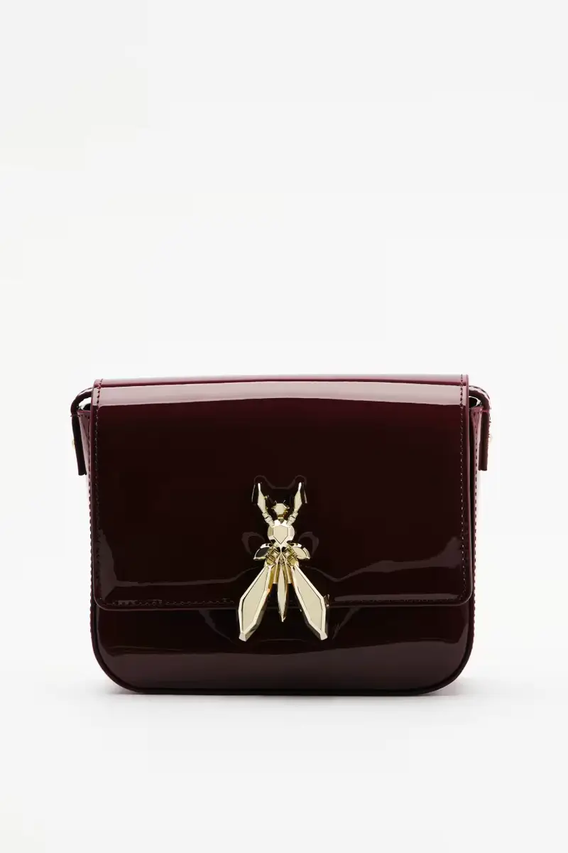 Borsa a spalla Essential Fly in pelle glossy Marrone