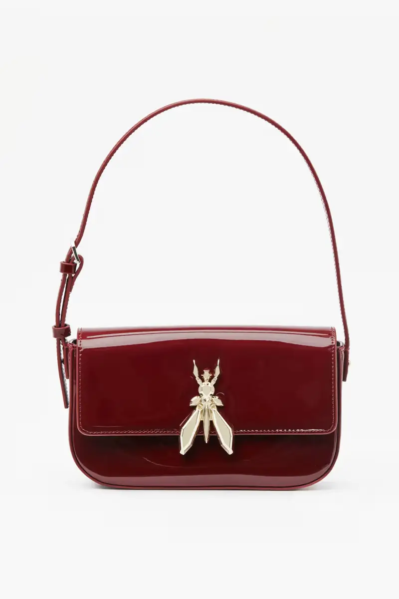 Borsa a spalla "ESSENTIAL" Fly in pelle verniciata Rosso