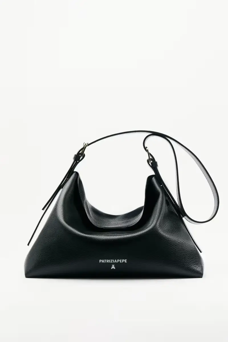 Borsa a tracolla Never Complete grande in pelle Nero