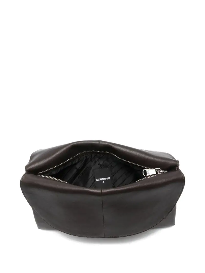 Borsa marrone con catena e zip superiore Moro miniatura 3