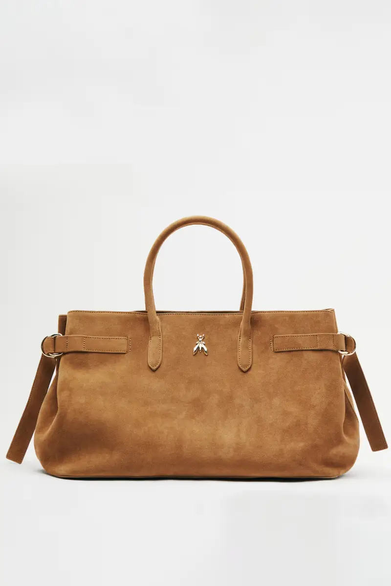 Borsa New Business grande in suede Beige