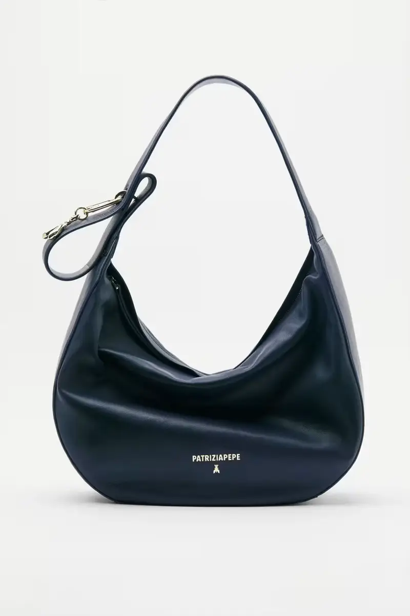 Borsa New Moon grande in pelle con tracolla Blu