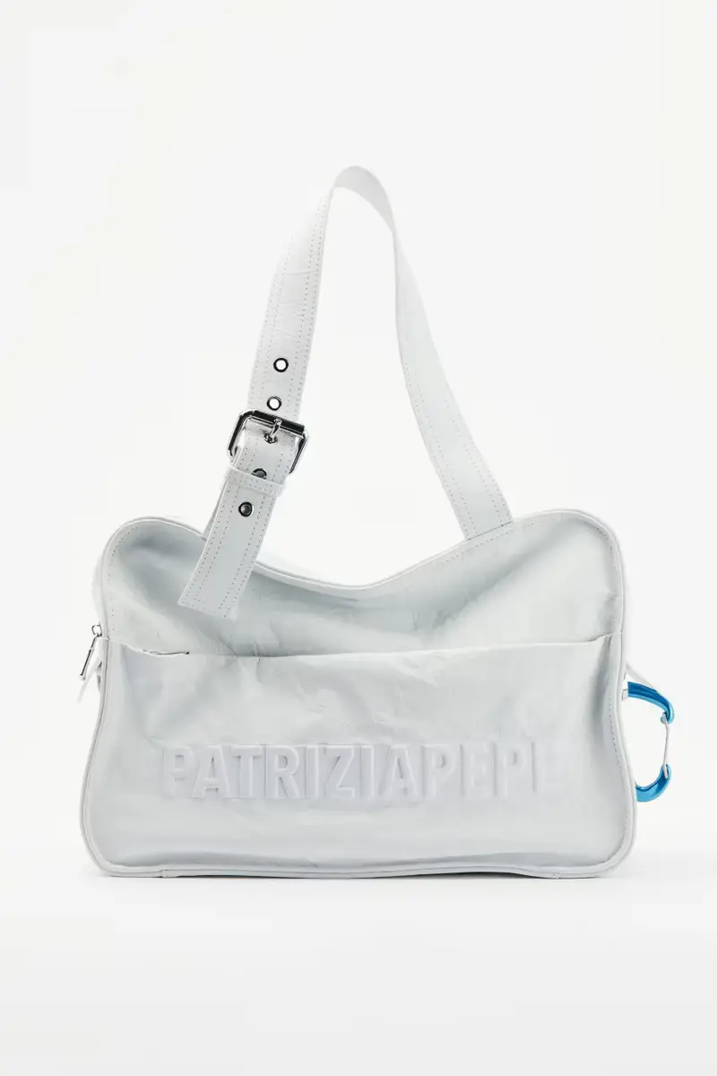 Borsa shopping (IM)PERFECTION in pelle crinkle Bianco