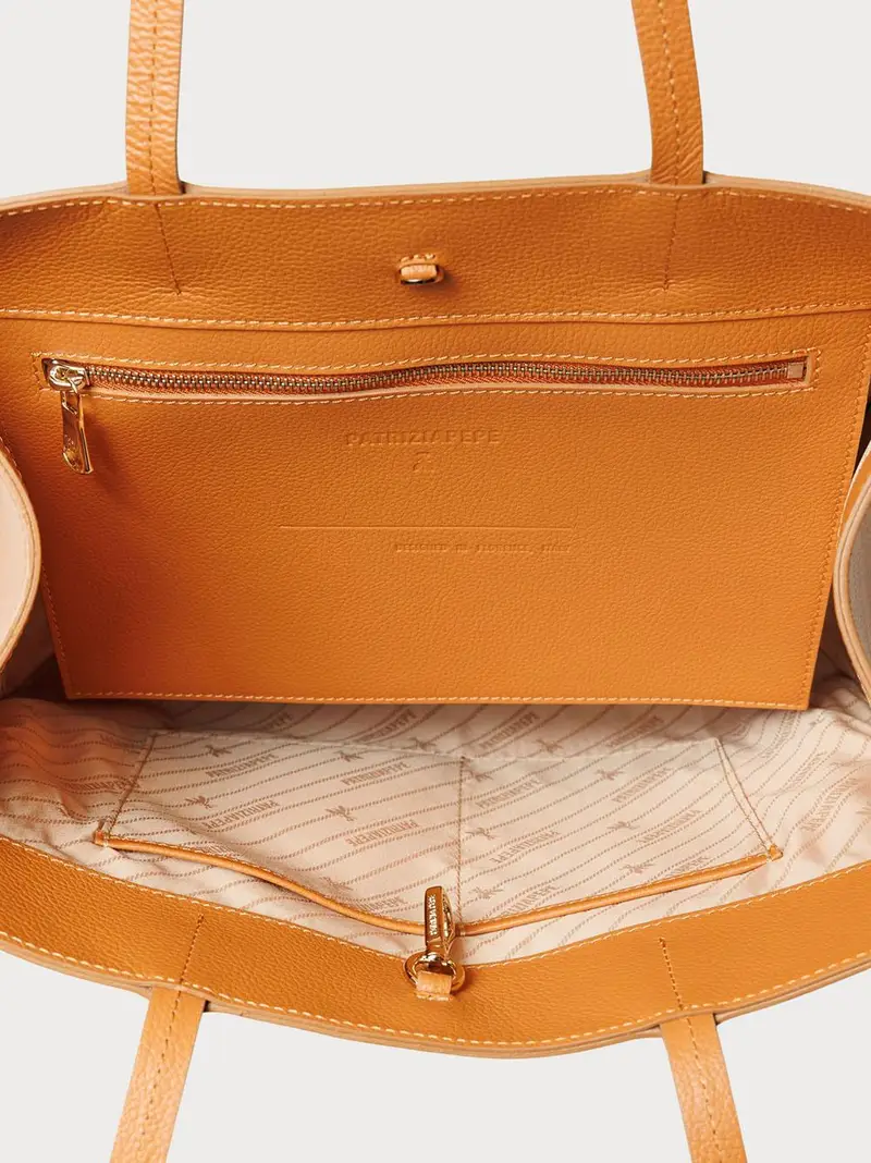 Borsa shopping in pelle martellata cuoio miniatura 3