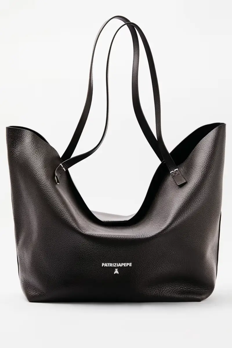 Borsa shopping Never Complete in pelle martellata Marrone