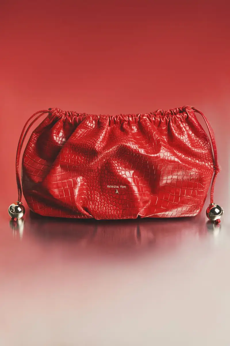 Bubble Clutch Cocco grande in pelle Rosso