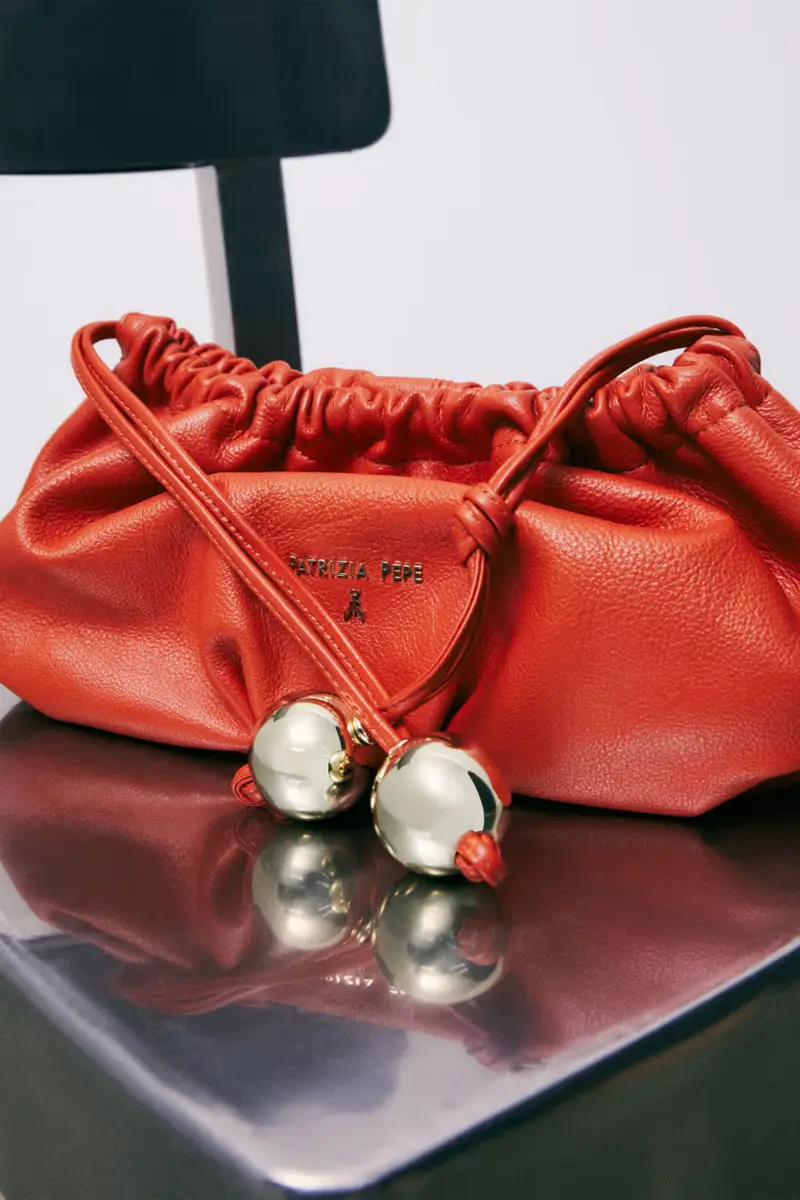 Bubble Clutch piccola in pelle Arancione