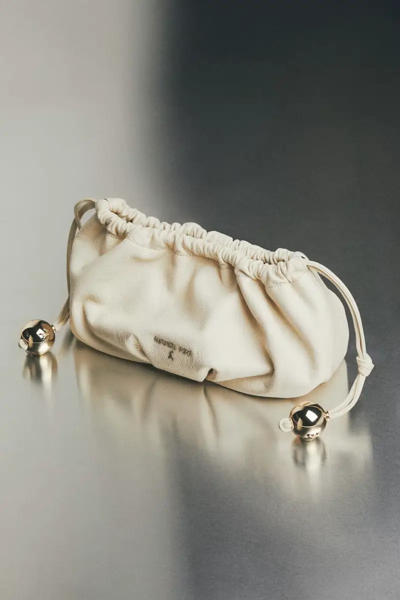 Bubble Clutch piccola in pelle Bianco