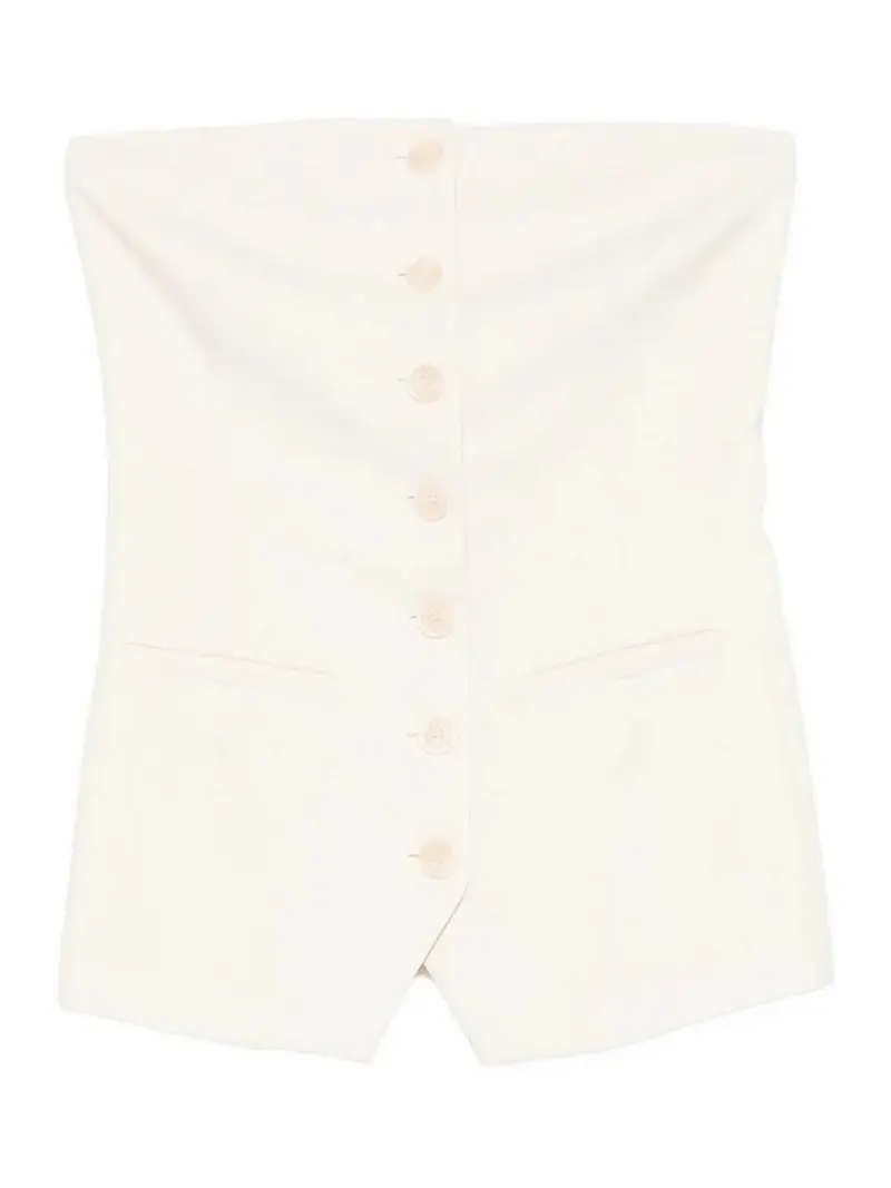 Bustino In Crepe Con Bottoni Bianco