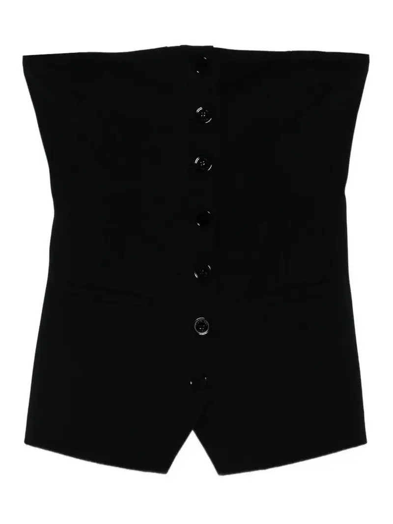 Bustino In Crepe Con Bottoni Nero