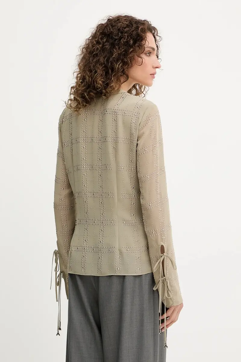 camicetta donna colore beige con applicazione 8C0807 A635 miniatura 3