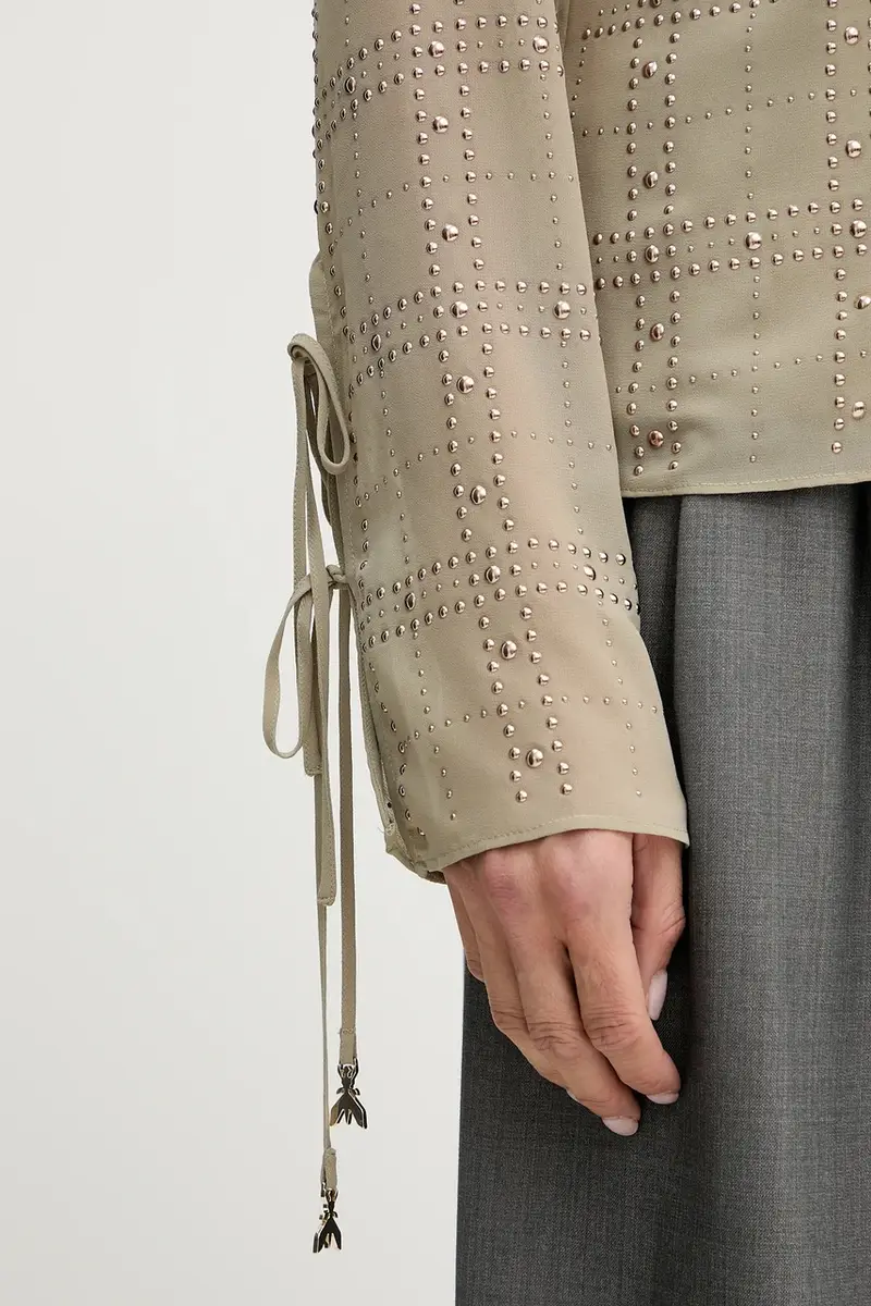 camicetta donna colore beige con applicazione 8C0807 A635 miniatura 5