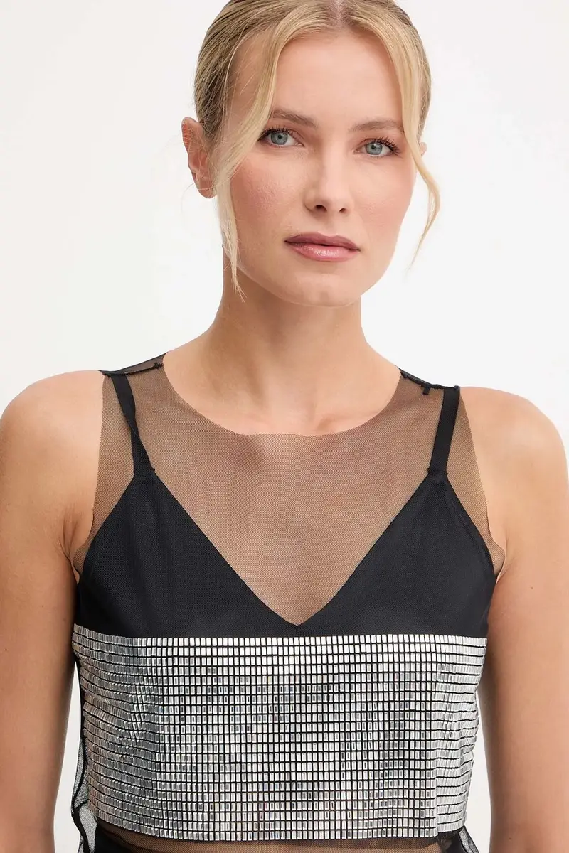 camicetta donna colore nero con applicazione 2M4503 J338 miniatura 4