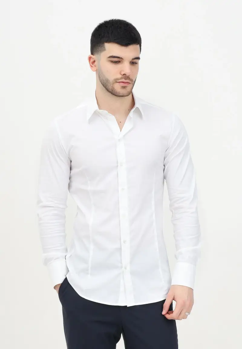 Camicia a manica lunga bianca da uomo miniatura 2