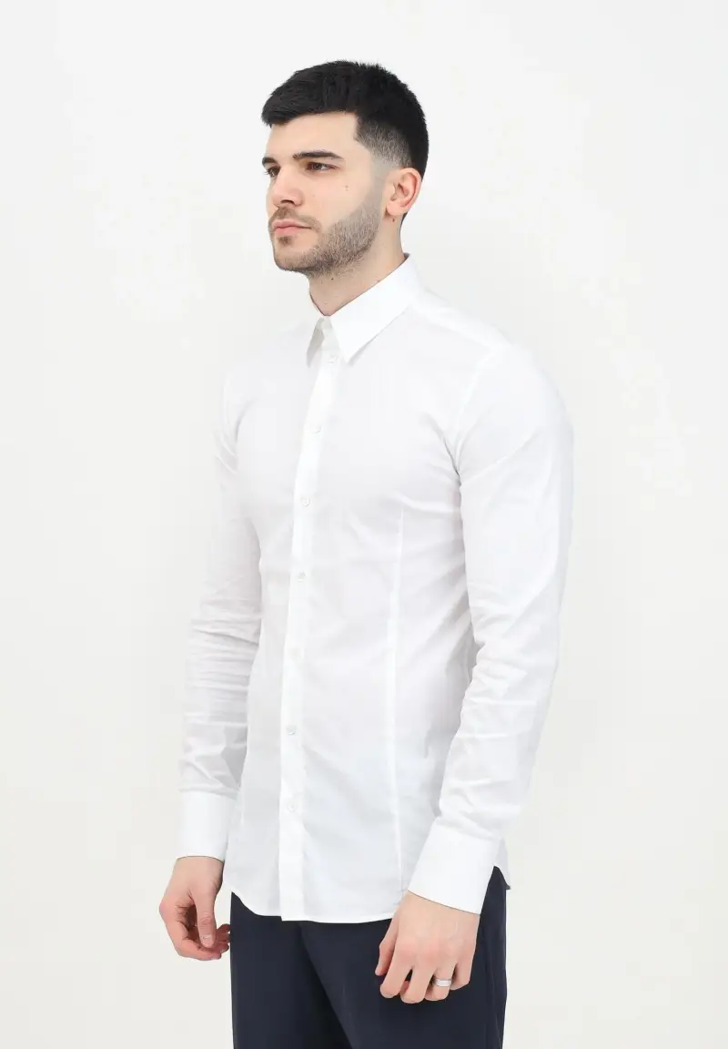 Camicia a manica lunga bianca da uomo