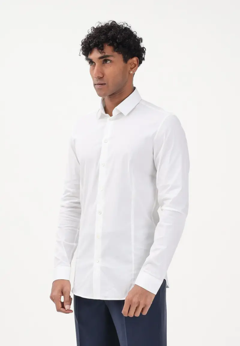 Camicia a manica lunga bianca da uomo