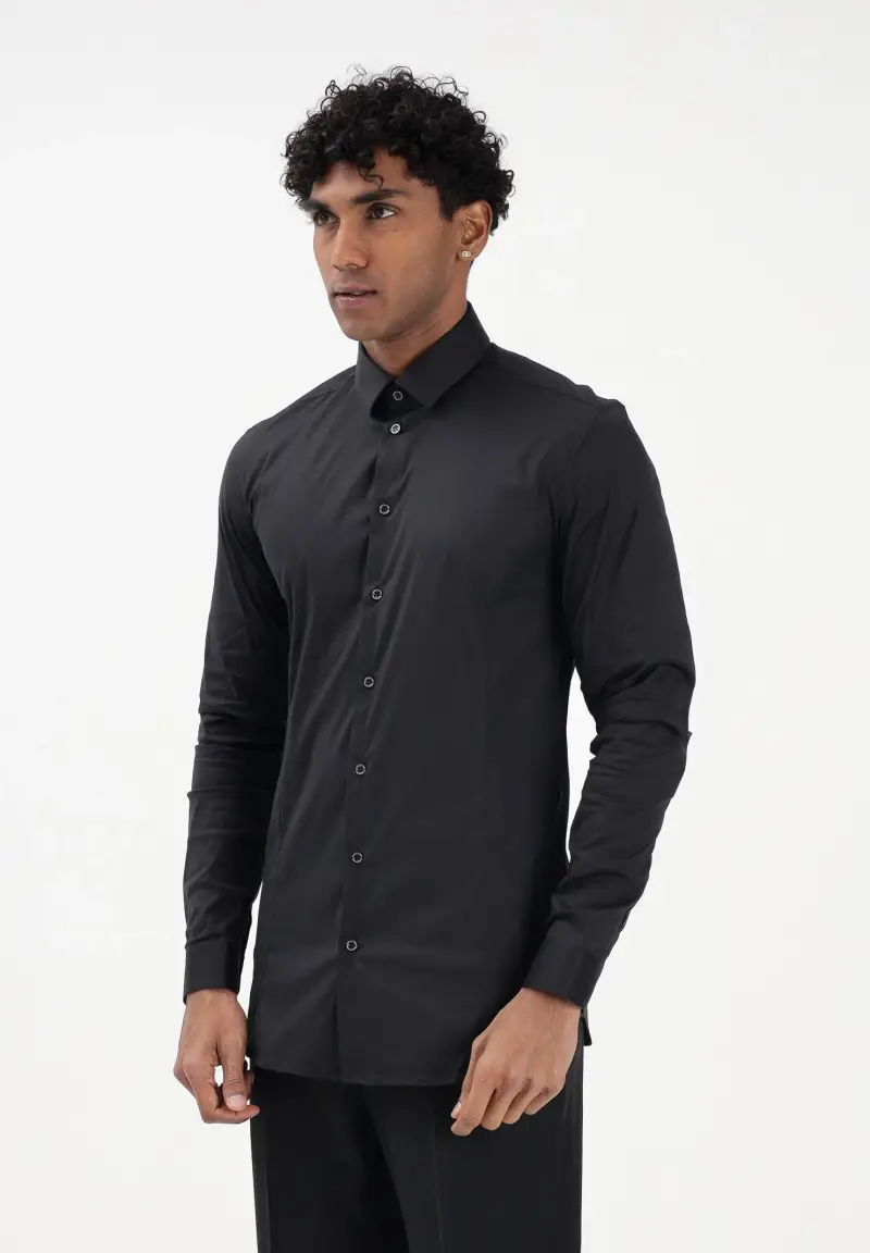 Camicia a manica lunga nera da uomo