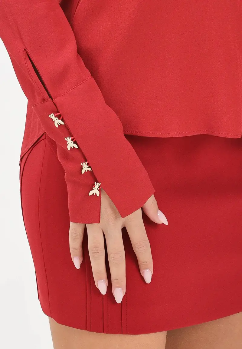 Camicia a manica lunga rossa da donna miniatura 3