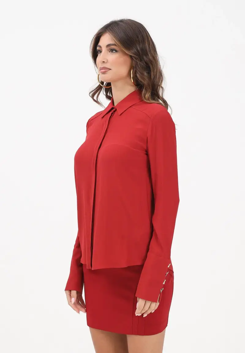 Camicia a manica lunga rossa da donna