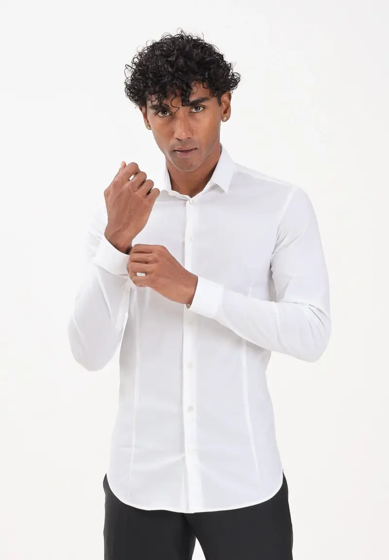 Camicia a maniche lunghe bianca da uomo miniatura 2