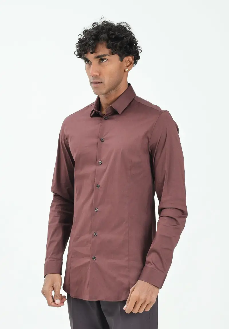 Camicia a maniche lunghe bordeuax da uomo