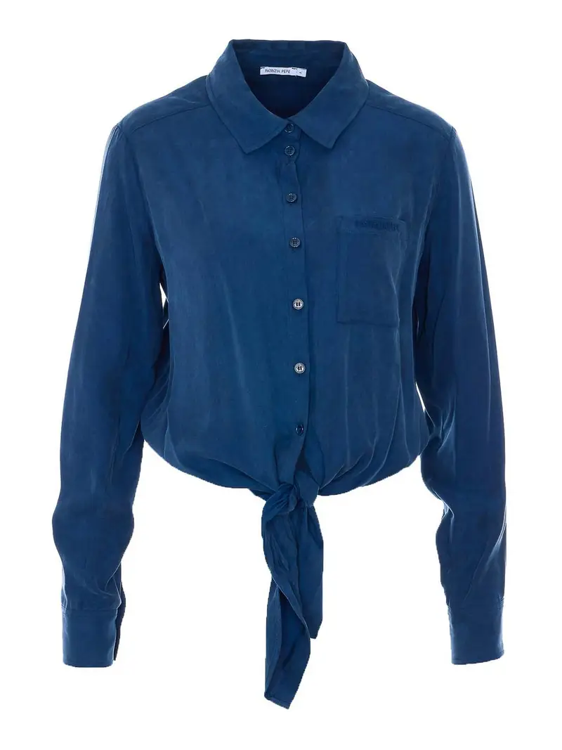 Camicia Blu Con Chiusura Bottoni Frontali