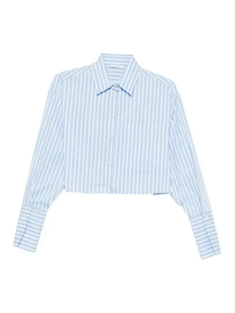 Camicia corta a righe Azzurro