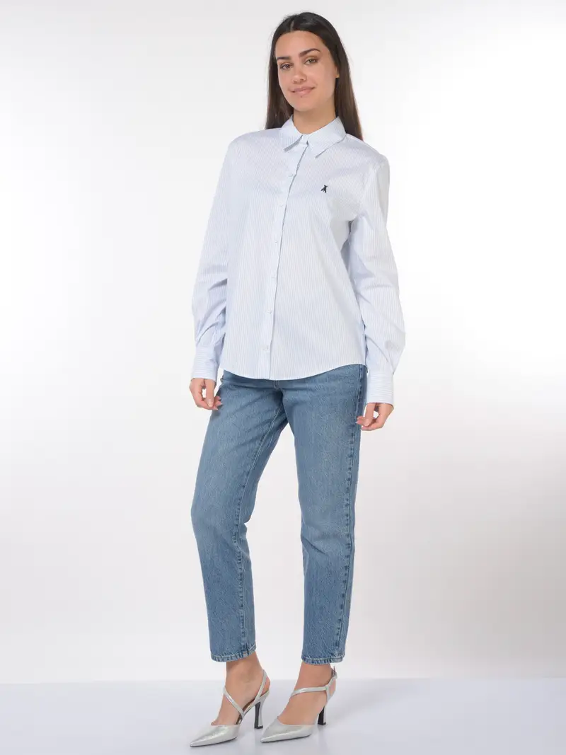 camicia da donna Patrizia Pepe a righe con logo TURCHESE miniatura 2