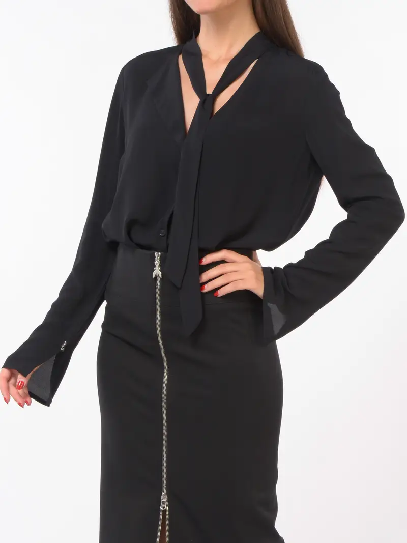 camicia da donna Patrizia Pepe in georgette con fusciacca NERO