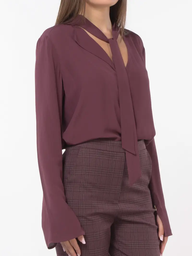 camicia da donna Patrizia Pepe in georgette con fusciacca Rosso