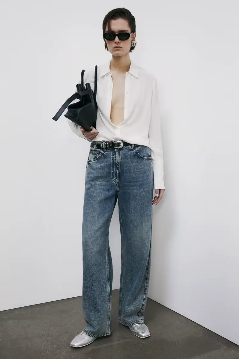 Camicia "ESSENTIAL" fluida in viscosa Bianco