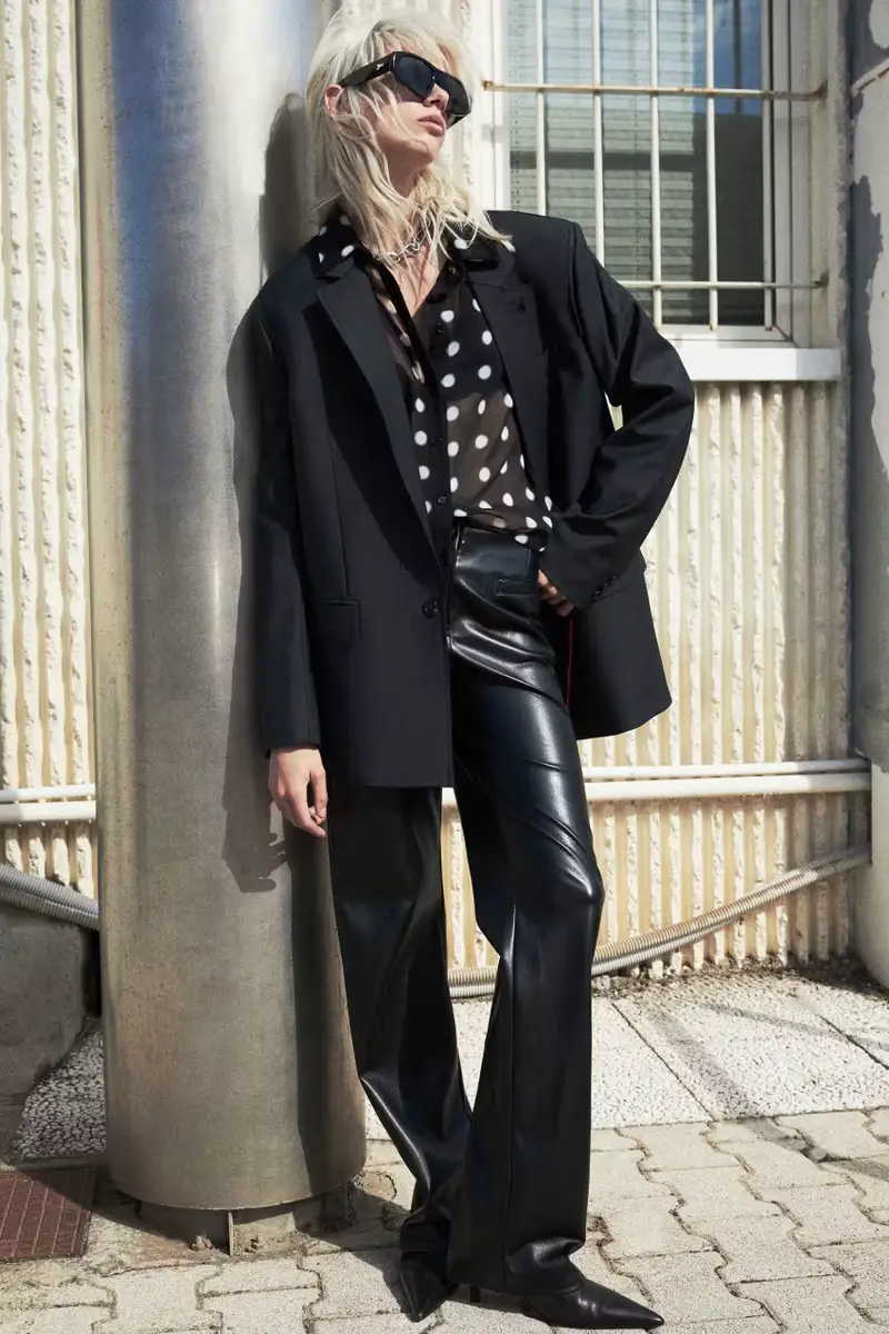 Camicia fluida a pois Nero