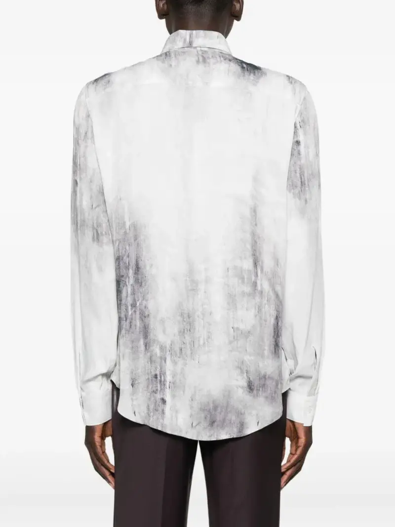 Camicia grigia con stampa sfumata e colletto classico Grigio miniatura 2