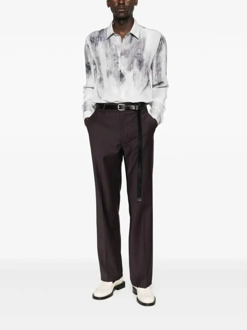 Camicia grigia con stampa sfumata e colletto classico Grigio miniatura 3