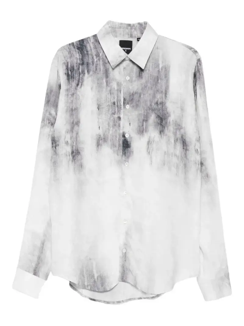 Camicia grigia con stampa sfumata e colletto classico Grigio