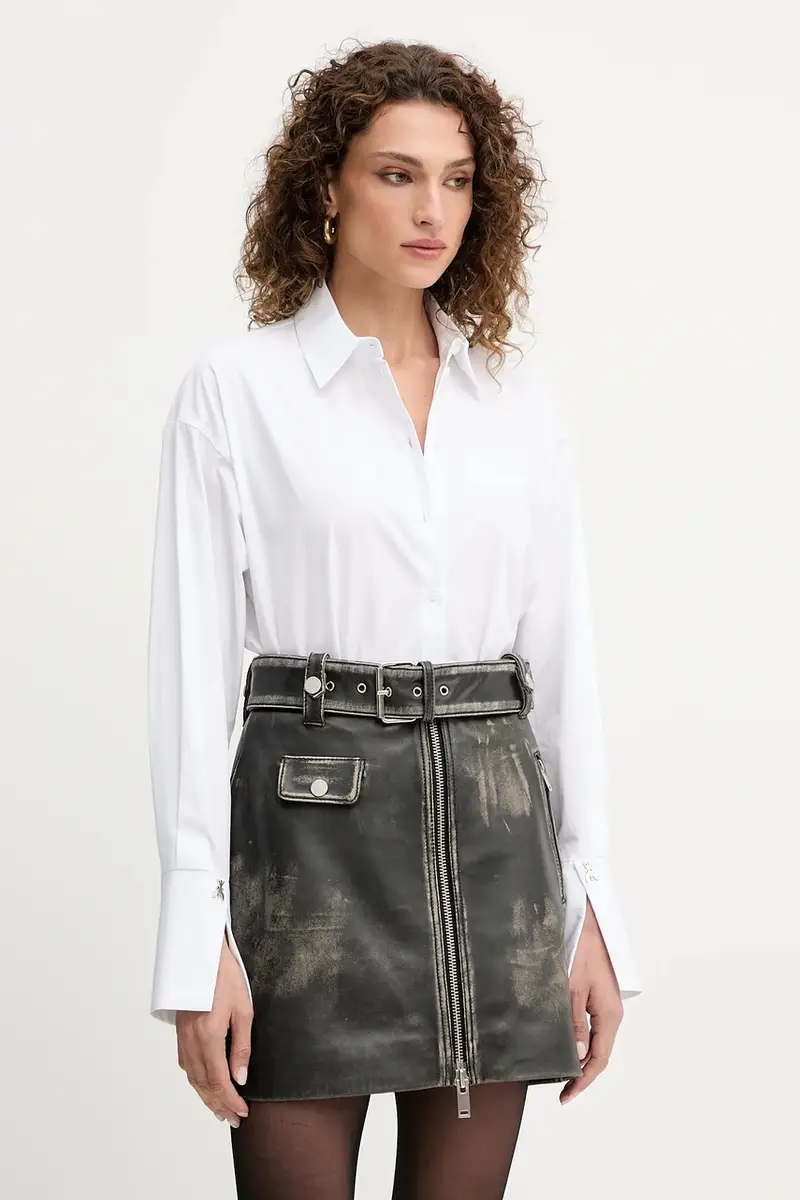 camicia in cotone donna colore bianco 8C0794 A634 miniatura 3