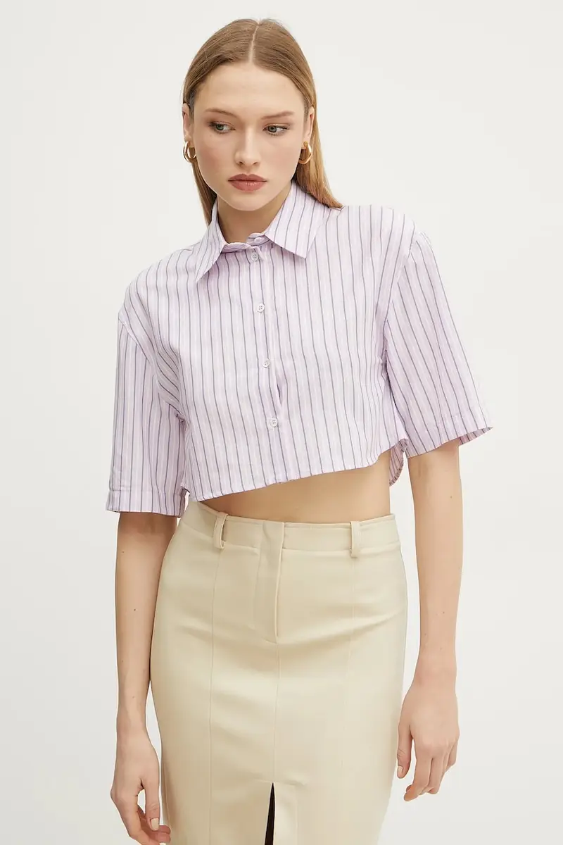 camicia in cotone donna colore rosa 2C1601 A569 Violetto