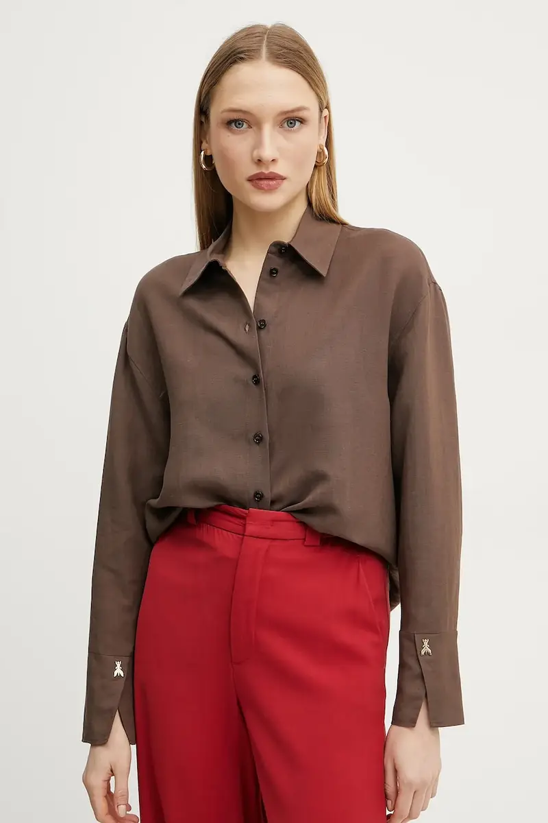 camicia in lino misto donna colore marrone 2C1602 A052