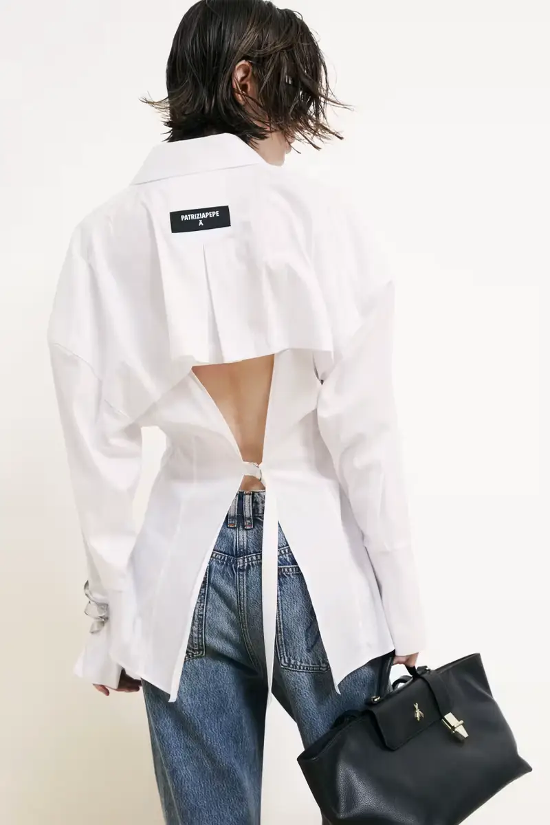 Camicia in popeline con cut-out Bianco